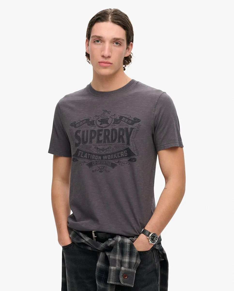 

Футболка с рисунком и надписью «Специальная одежда» Superdry, темно-серый