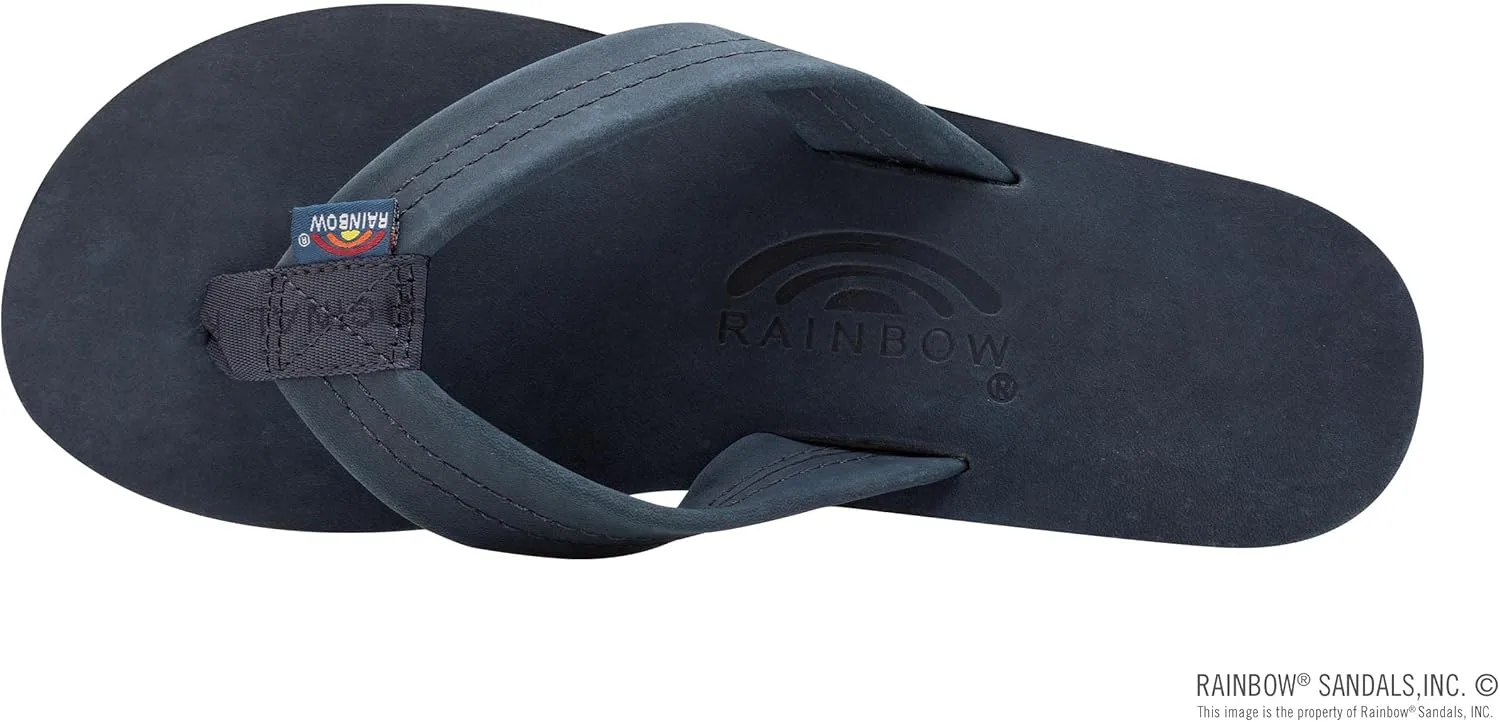 Мужские классические кожаные сандалии Радужные Rainbow Sandals, темно-синий — фото 3