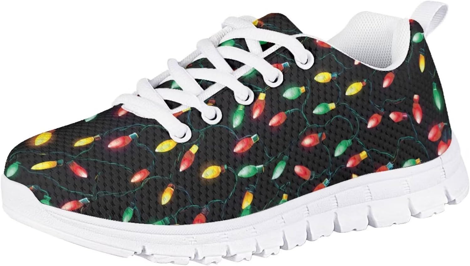 

Кроссовки Forchrinse для мальчиков и девочек на Рождество, детские шнурованные теннисные кроссовки, легкие, дышащие, для ходьбы и бега, Christmas Lights