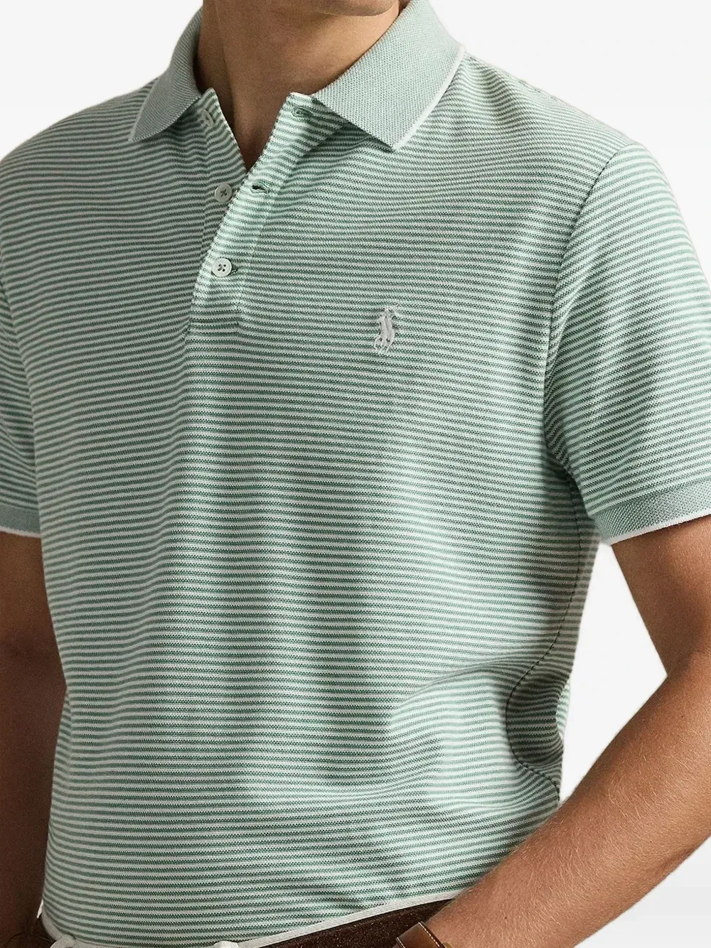 Полосатая рубашка поло с логотипом POLO RALPH LAUREN, зеленый — фото 4