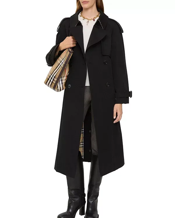 Тренч Burberry Фитцровия, длинный габардиновый, черный — фото 2