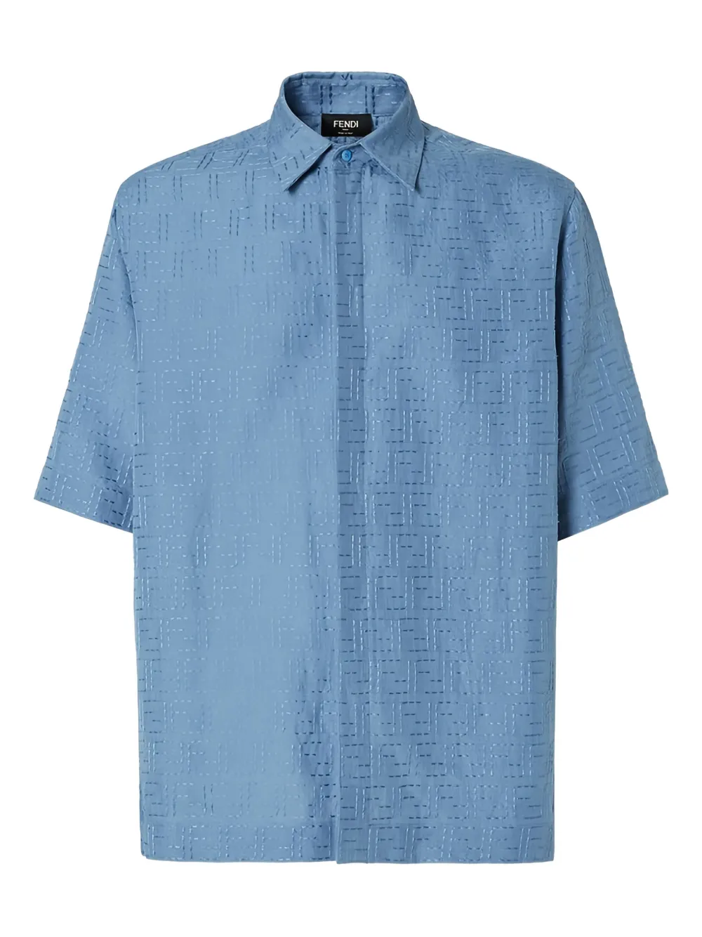 

Рубашка с короткими рукавами и узором Fendi, синий