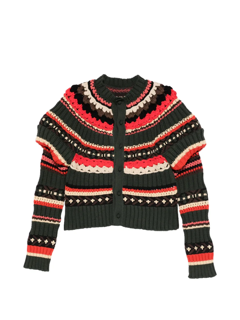 

Полосатый кардиган Sacai, зеленый