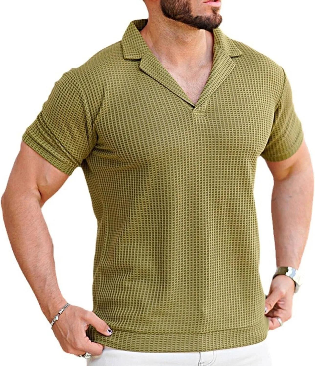 Мужская поло Casual Slim Fit с V-образным вырезом
