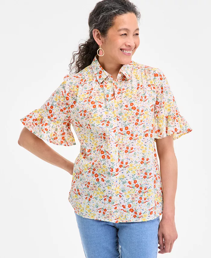 

Маленькая блузка Madison Ditsy Shine Camp Style & Co, белый