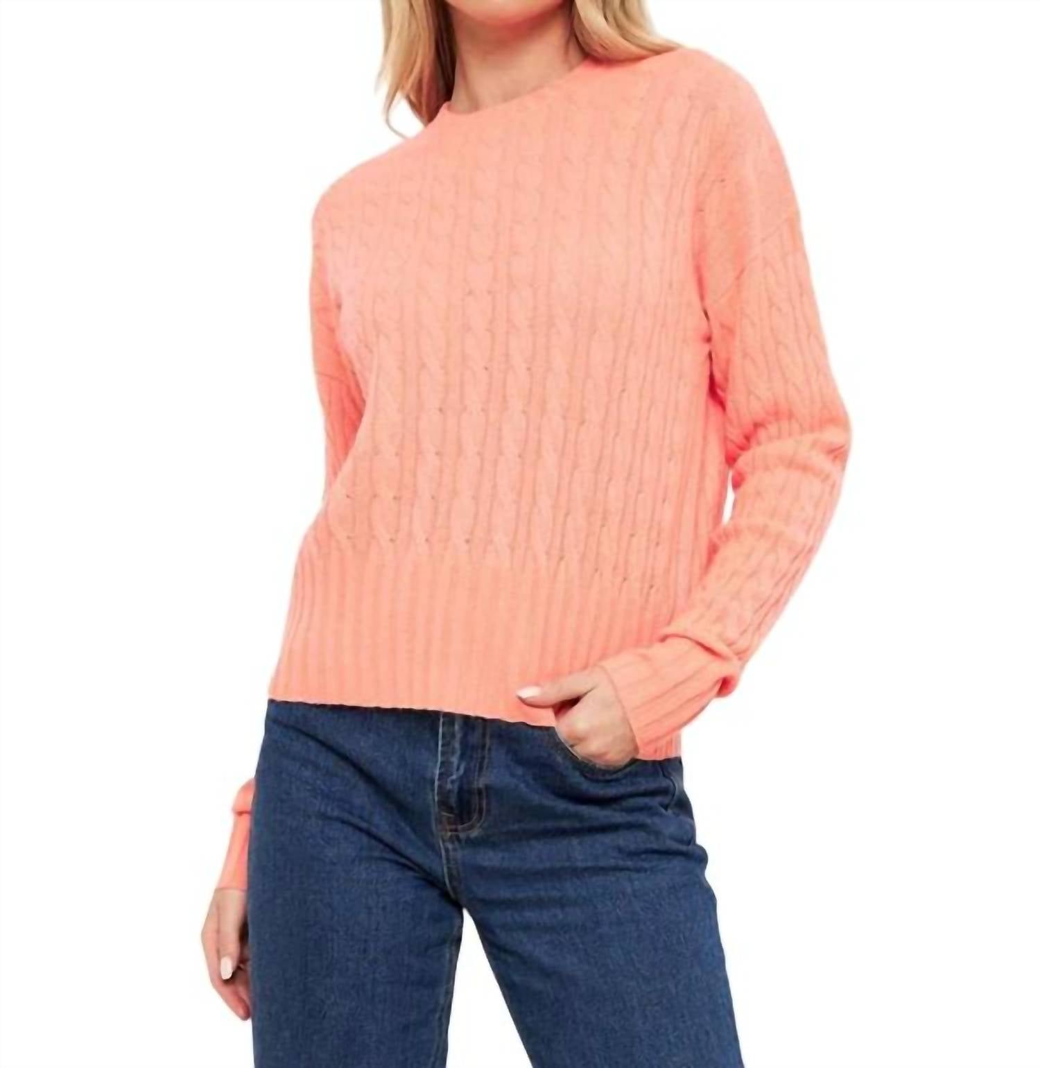 

Топ Cathy Cashmere Cable Knit в цвете Neon Coral Brodie Cashmere