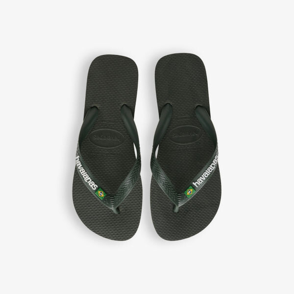 Резиновые шлепанцы с тисненым логотипом Brasil Havaianas, зеленый — фото 2