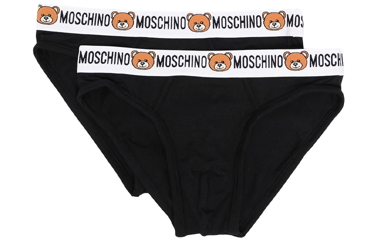 

Логотип принт Боксеры из хлопковой смеси с лямками MOSCHINO, 2 шт (Черный)