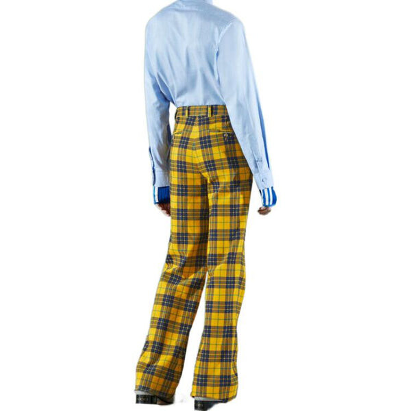 Брюки straight-leg checked tartan cotton pant 'yellow blue' Gucci, желтый — фото 4