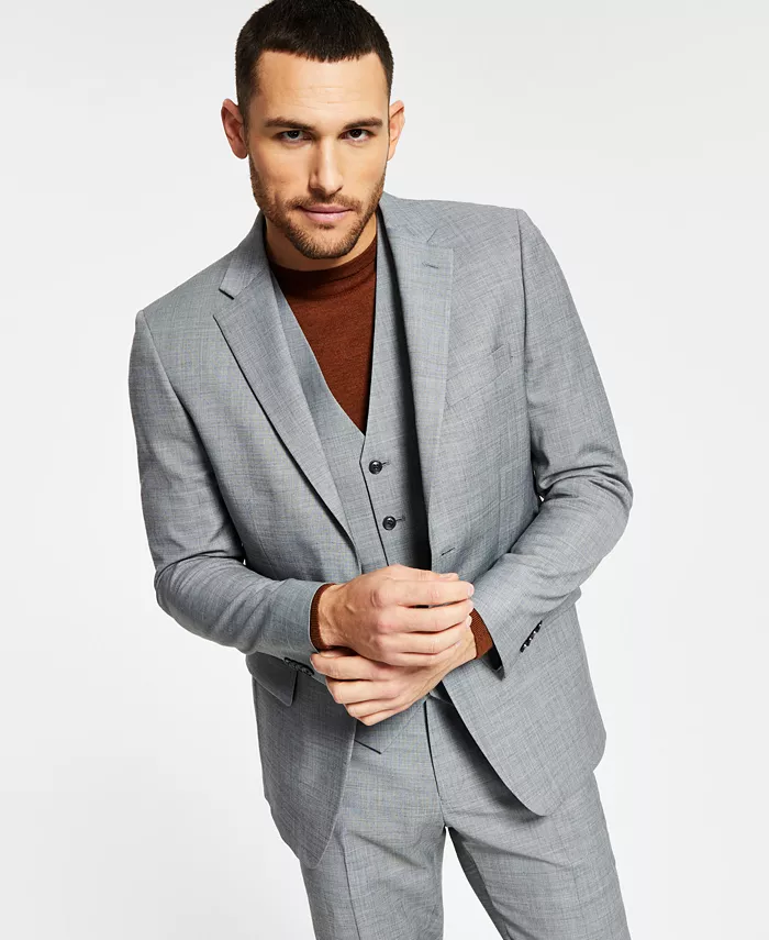 

Мужская куртка от костюма Modern-Fit из шерсти TH-Flex с эластичной вставкой Tommy Hilfiger, серый