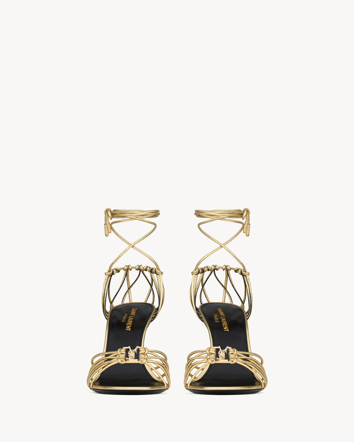 Босоножки BABYLONE из металлизированной кожи Saint Laurent, золото — фото 2