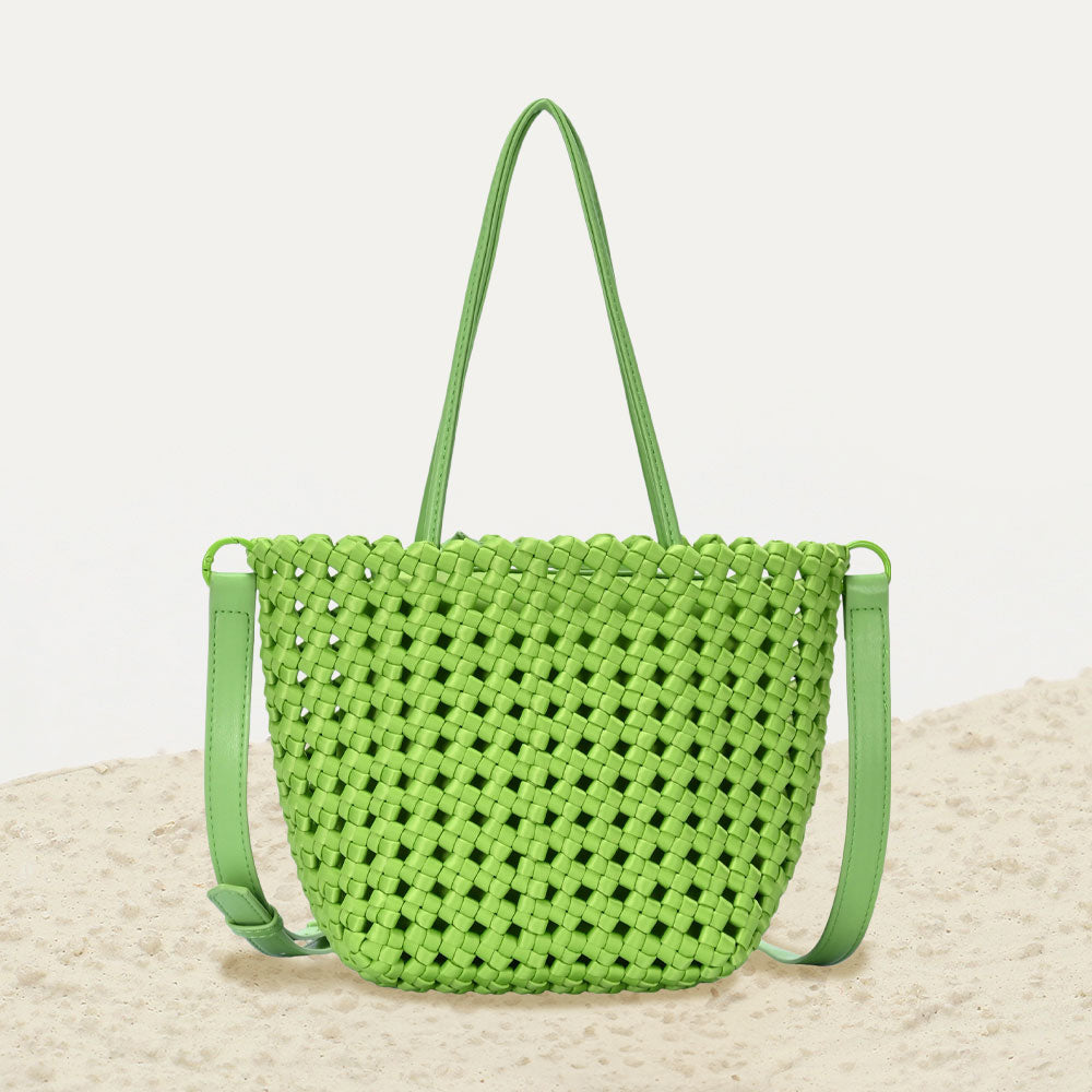 

Двусторонняя плетеная сумка-шоппер через плечо FASHNZFAB, зеленый