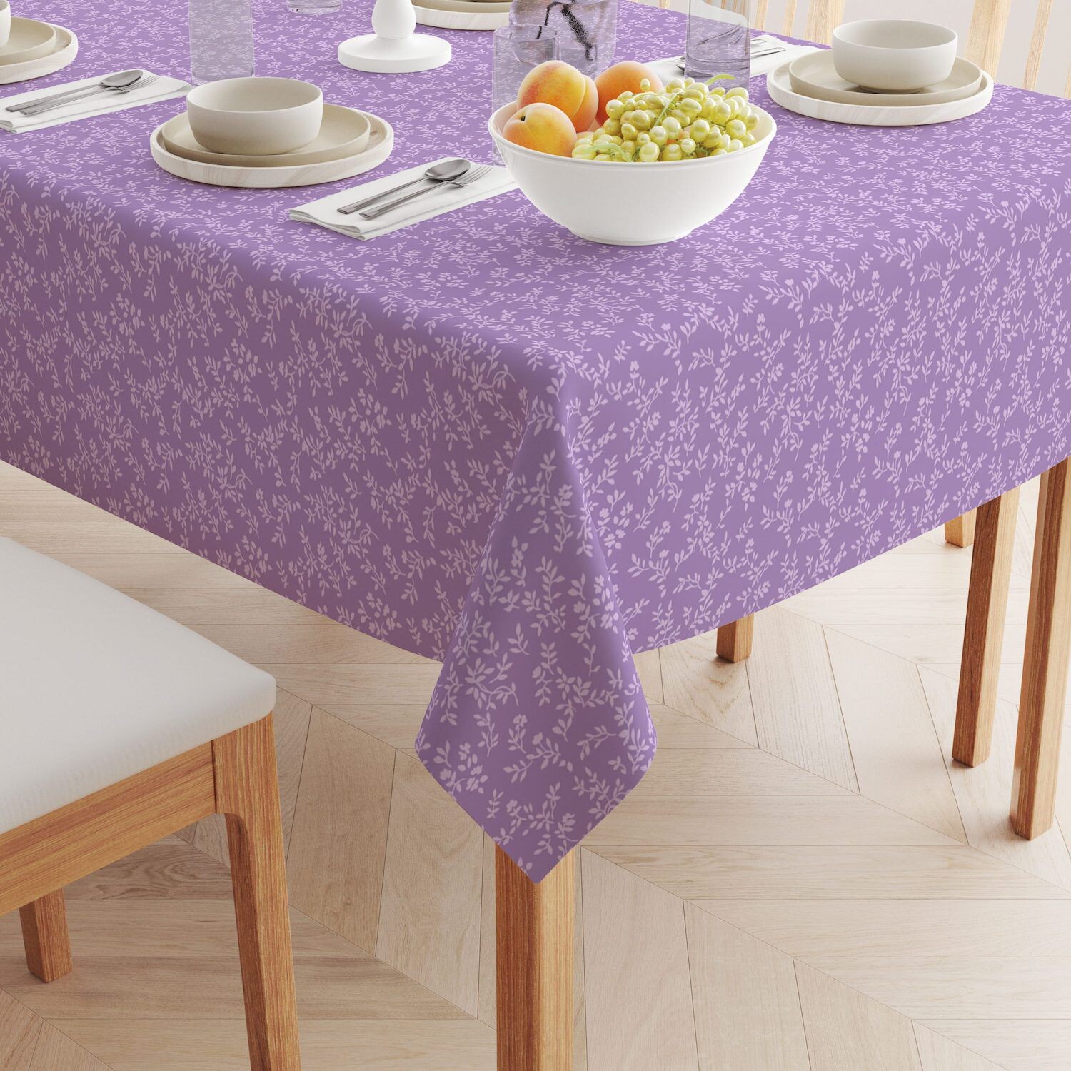 

Квадратная скатерть, 100% полиэстер, 60x60 дюймов, Purple Vines