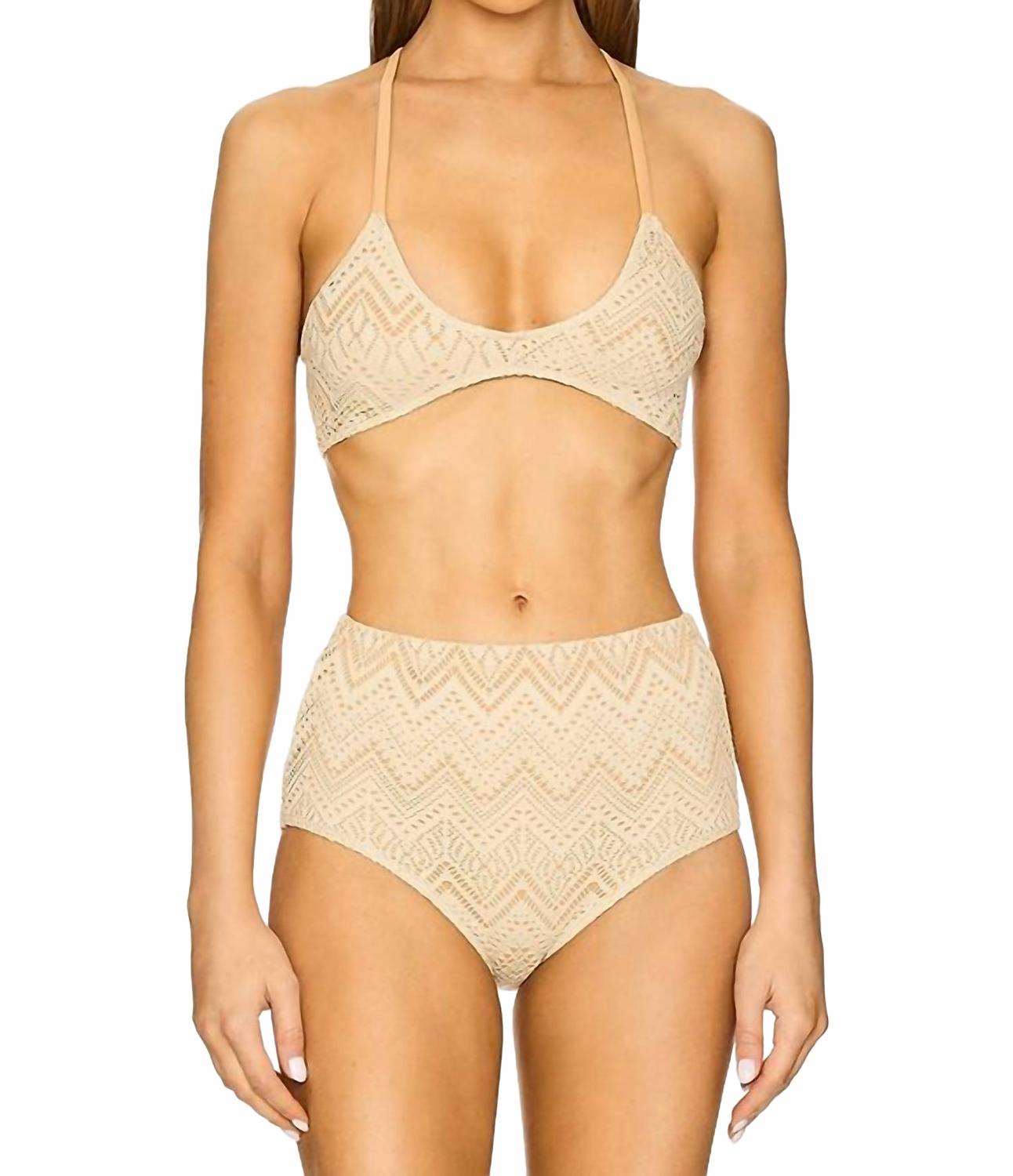 

Песочный кружевной укороченный топ-бикини Free People, Sand
