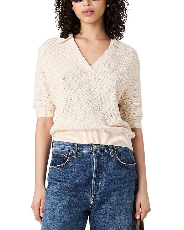 

V-образный воротник, короткий рукав, свитер FRENCH CONNECTION, коричневый/бежевый