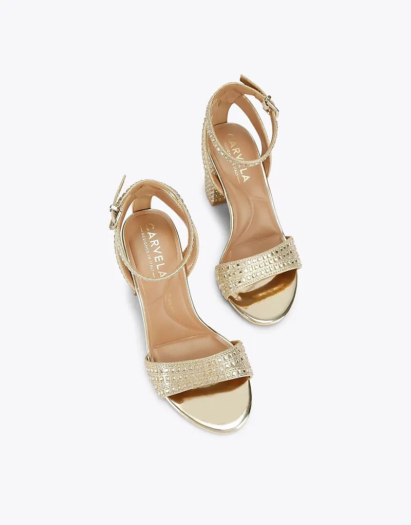 Босоножки Carvela Kianni на широком каблуке в золотом цвете — фото 2