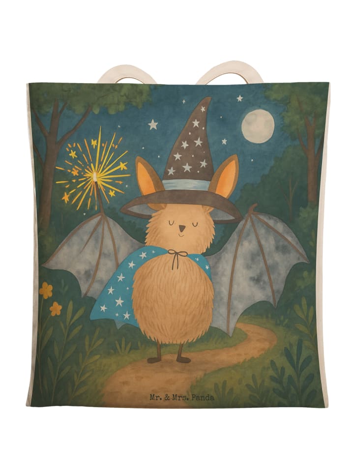 

Mr. & Mrs. Panda Тканевая сумка-шоппер с изображением летучей мыши и волшебника, белого цвета