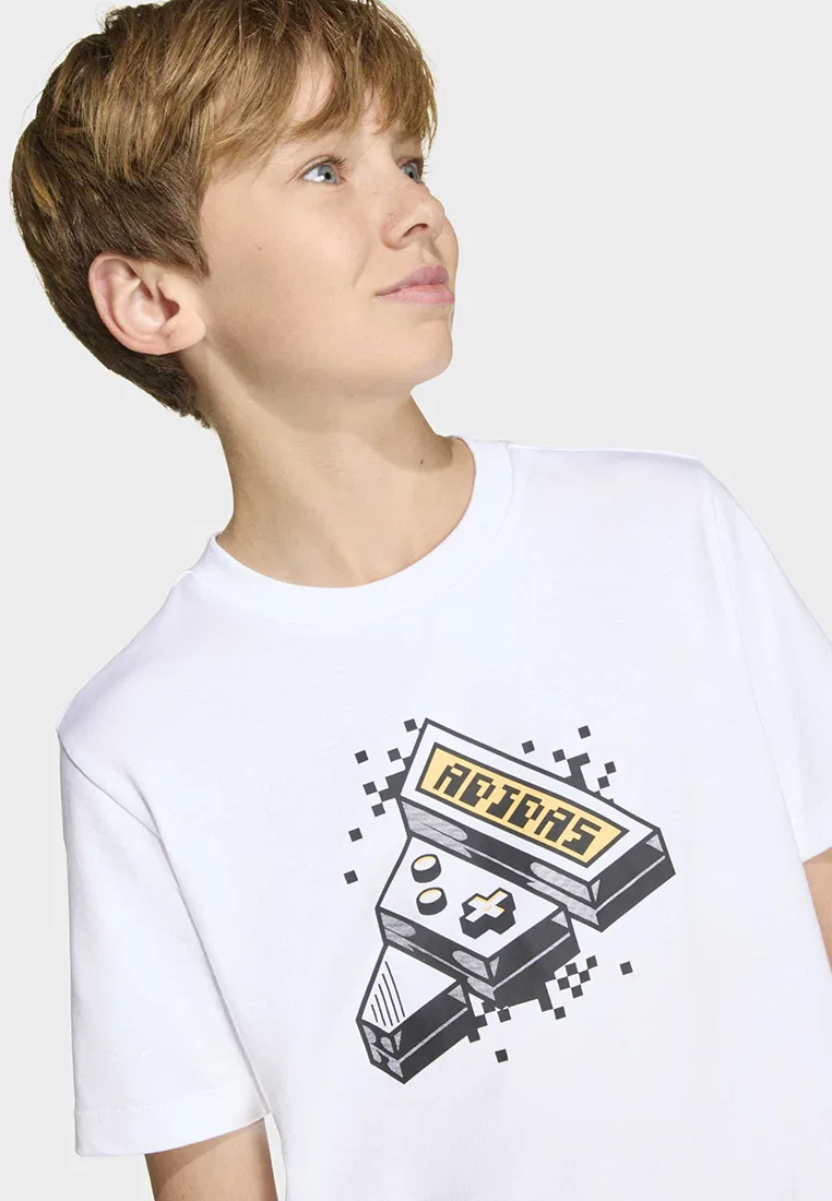 Футболка детская игровая, Junior, Gaming Graphic Adidas, белый — фото 3
