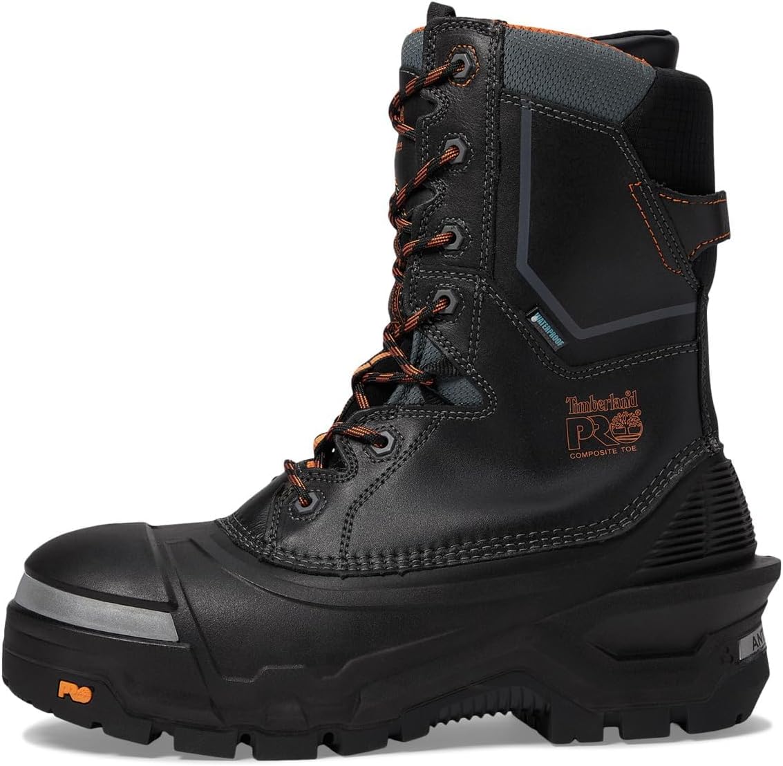 Timberland PRO мужские водонепроницаемые ботинки Pac Max Composite Safety Toe, Black/Orange-Classic — фото 4