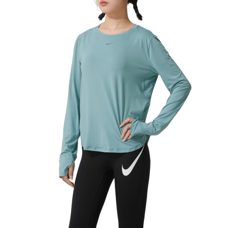 Классический женский топ с длинными рукавами Dri FIT Nike, светло-зеленый — фото 3
