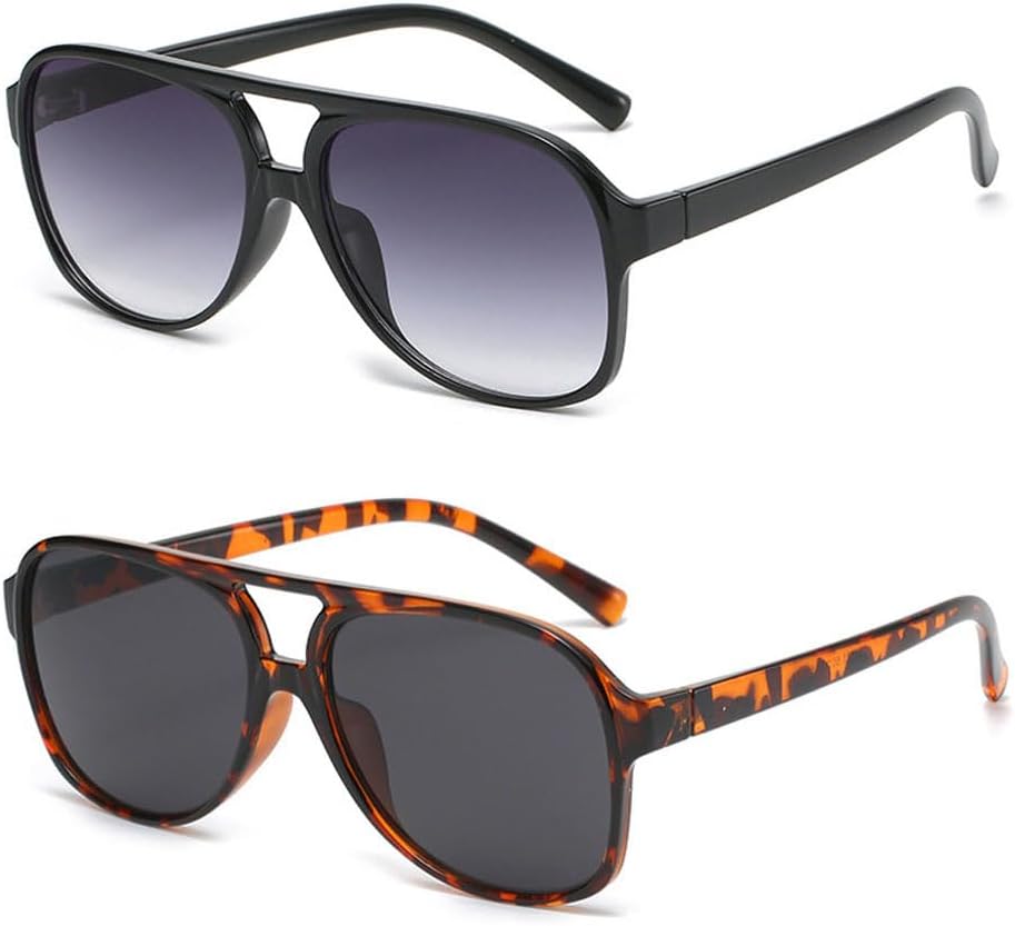 

Солнцезащитные очки в стиле ретро квадратной формы для женщин и мужчин, винтажные, с защитой от УФ-излучения UV400, классические, с большой двойной перемычкой, очки-авиаторы Ridering, Blackgrey+tortiegery