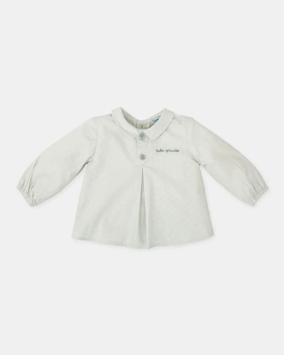 

Детская рубашка в полоску цвета морской волны Tutto Piccolo