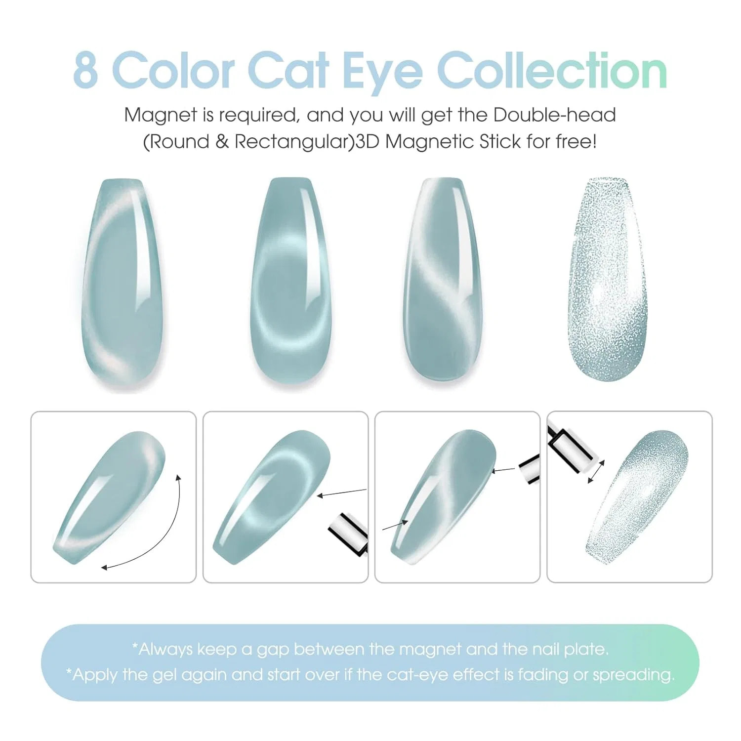 Набор гель-лаков для ногтей «Jelly Cat Eye Gel» из 8 цветов от ROSALIND Rosalind, 029 — фото 4