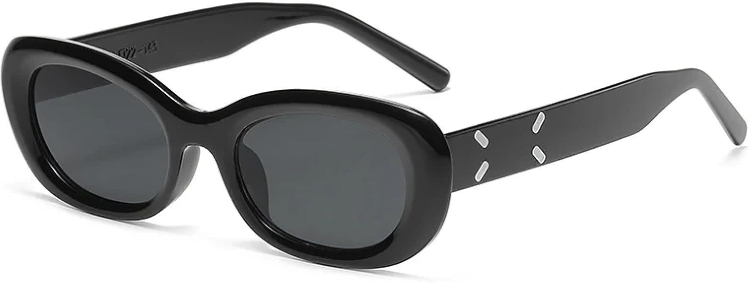 

Солнцезащитные очки с защитой от УФ-излучения UV400 | Маленькая овальная оправа в стиле панк | Для женщин и мужчин, для занятий спортом на открытом воздухе и вождения DSVIGF, Black