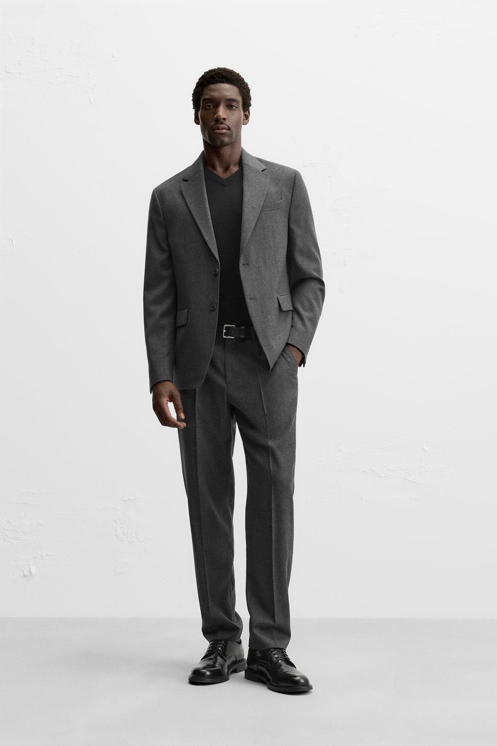 

Пиджак из фланели и шерсти ZARA, серый