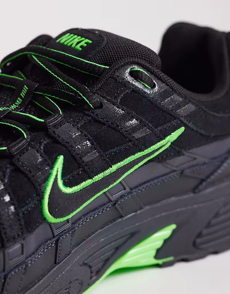 Кроссовки Nike P-6000 в черно-зеленом цвете — фото 4