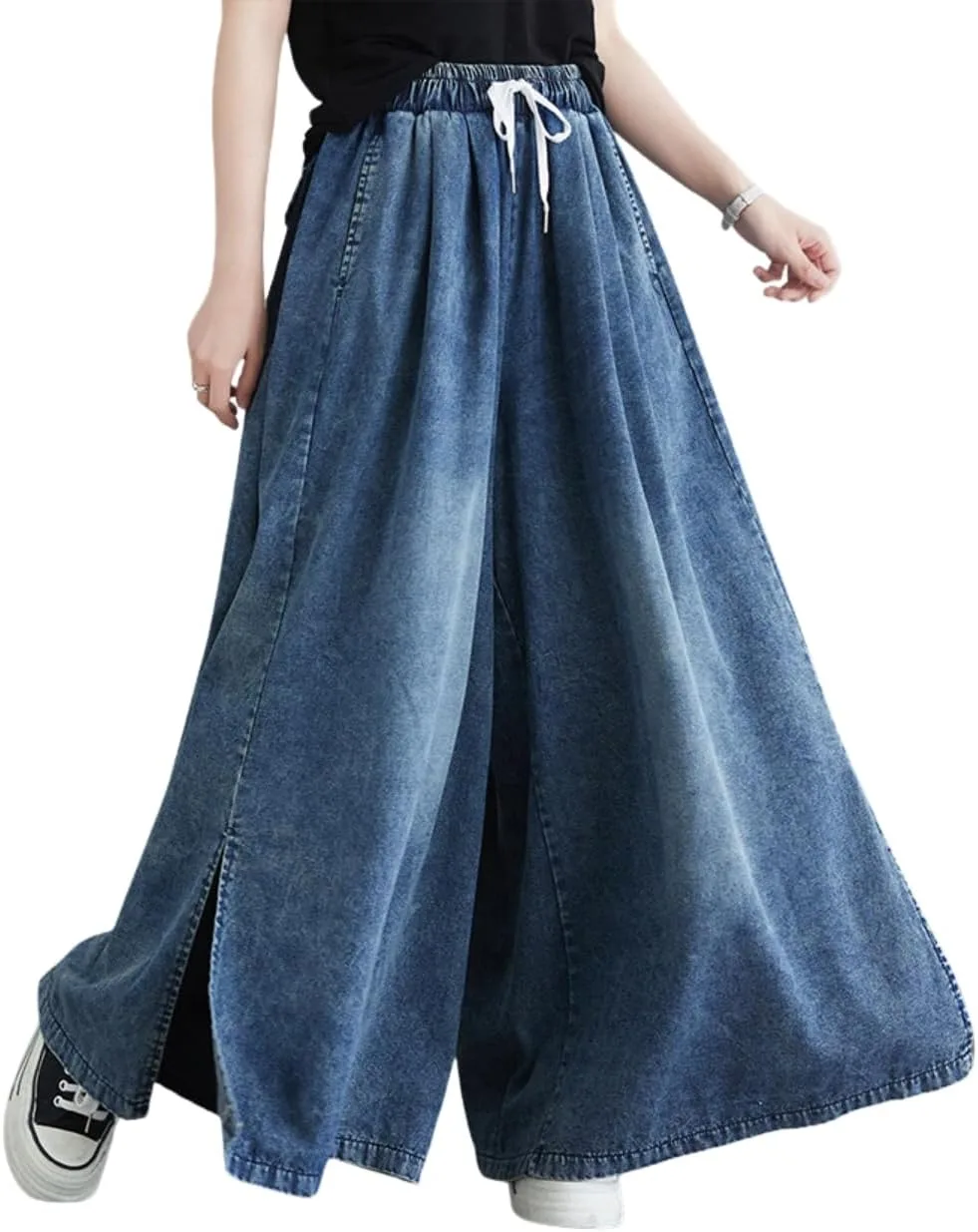 

Женские джинсы-кюлоты Casual с завязками на талии chouyatou