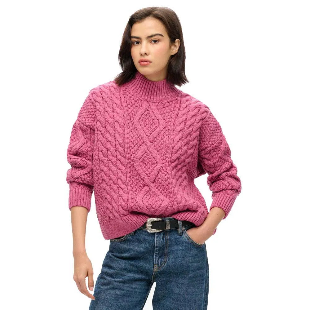 

Свитер Superdry Aran Cable, розовый