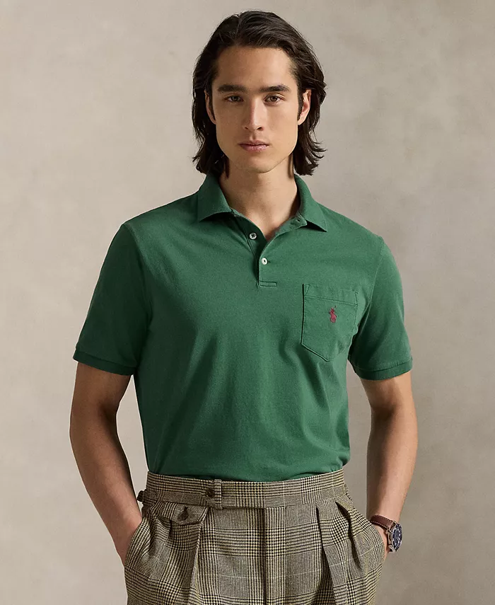 

Мужская классическая поло с карманом из джерси Polo Ralph Lauren, зеленый