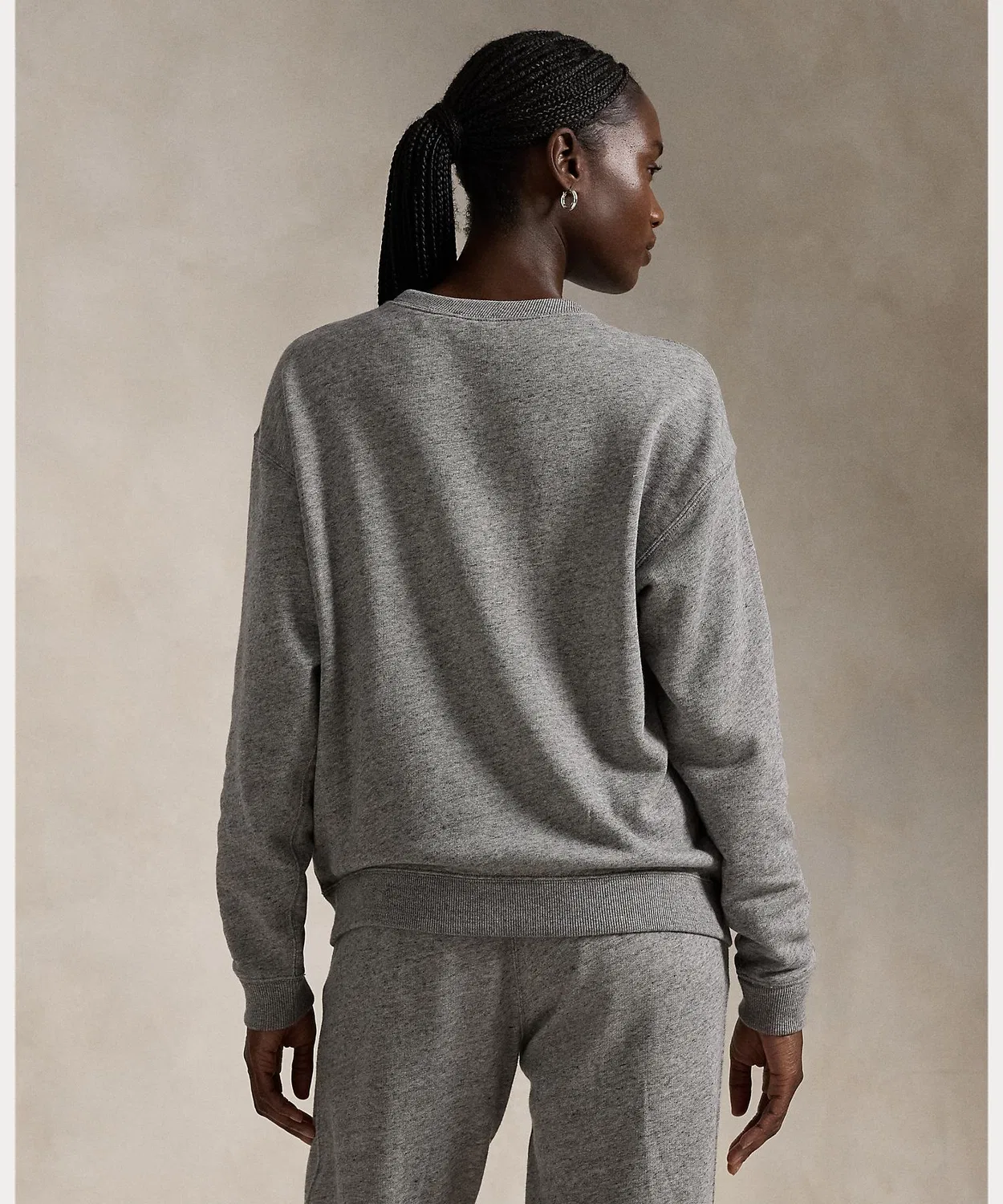 Свитшот флисовый с круглым вырезом Polo Ralph Lauren Relaxed Fit серый — фото 4