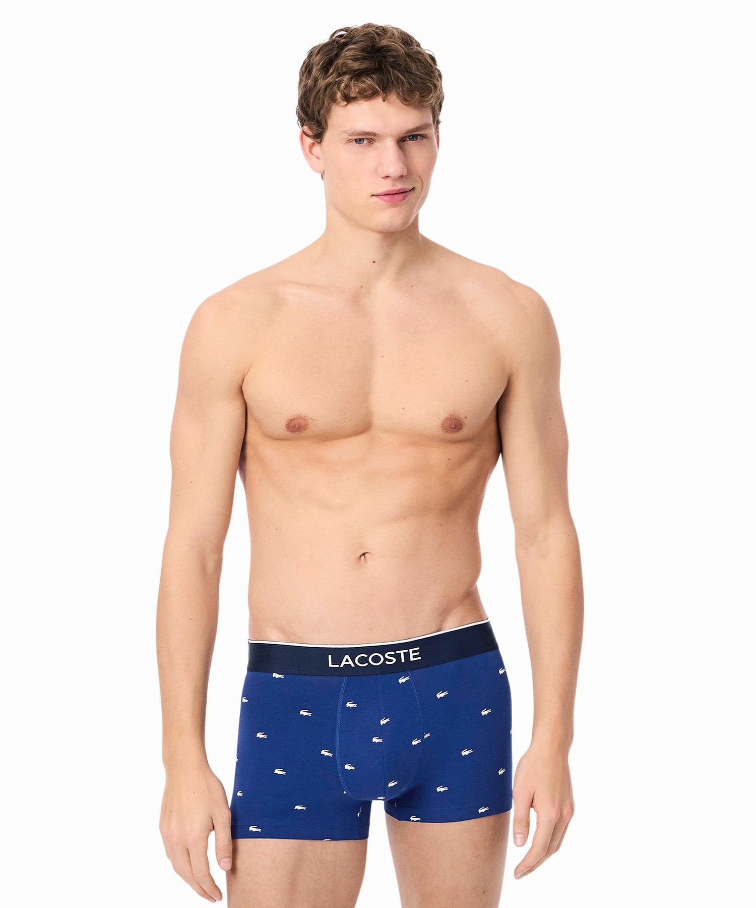 Комплект из 3 трусов-боксеров из эластичного хлопка с принтом LACOSTE, Navy — фото 3
