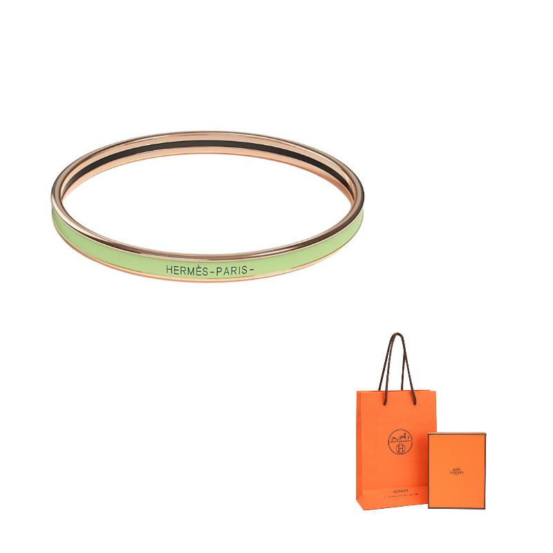 

HERMES Эмалевые браслеты с розовым золотым покрытием Bubble Green