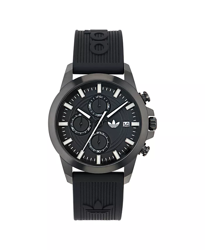 

Унисекс-часы Chronograph Date с черным силиконовым ремешком, 43 мм adidas