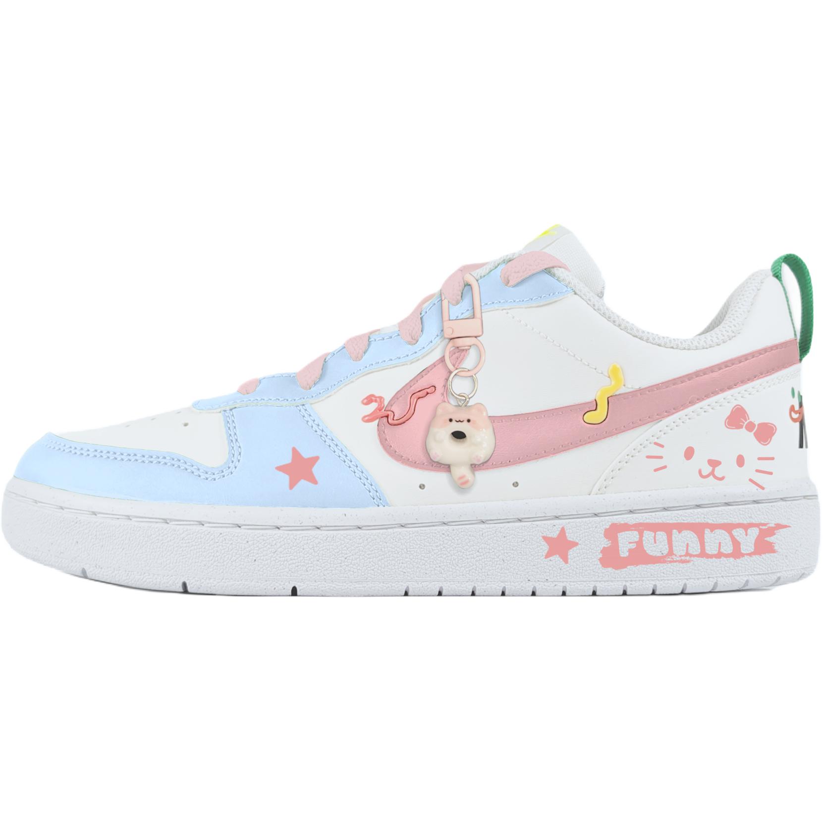 

Nike Антискользящие износостойкие низкие детские скейтерские кеды Court Borough белые для подростков