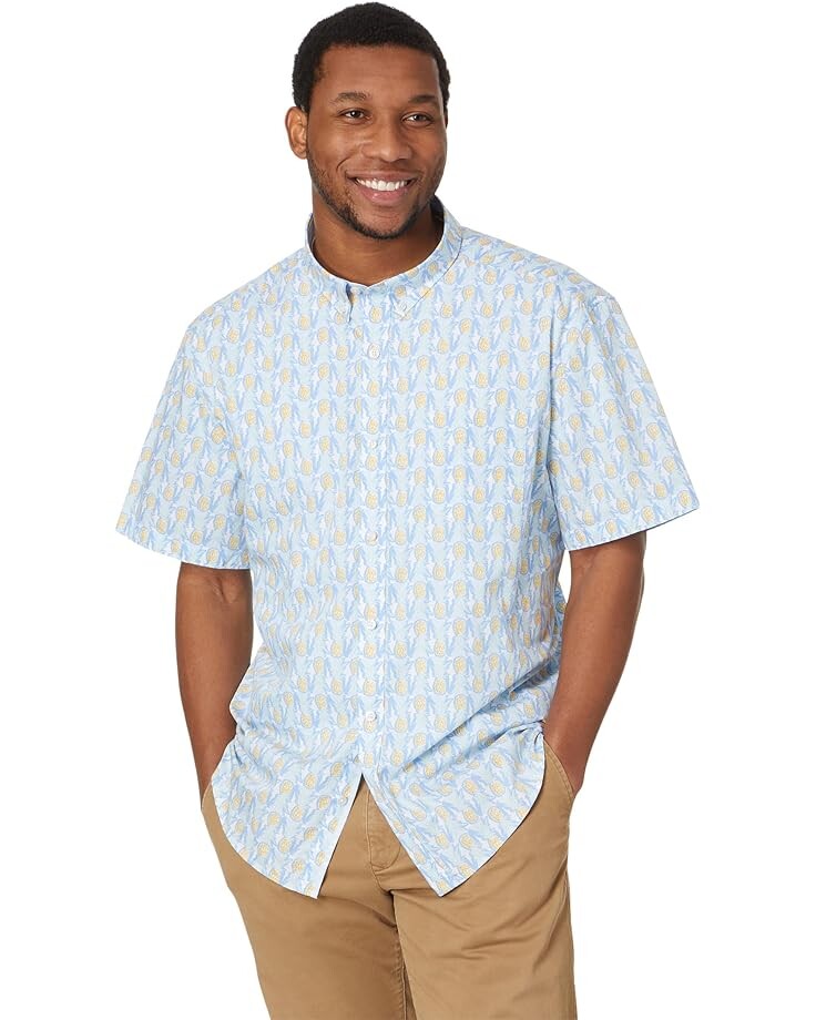 

Рубашка Johnston & Murphy Short Sleeve Pineapple Print Shirt, белый