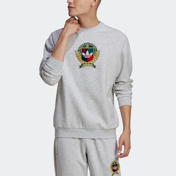 Толстовка adidas originals C Crest Crew team logo Fleece Lined Stay Warm Round Neck Sports Gray, серый — фото 3