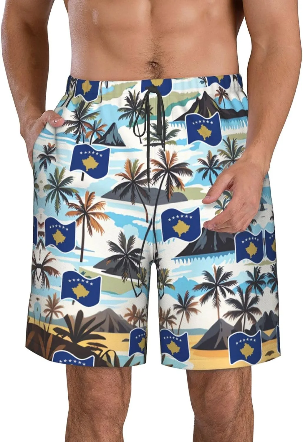 Мужские плавки-шорты Pitcairn Islands Board Shorts Swim Trunks Generic, Kosovo Flag