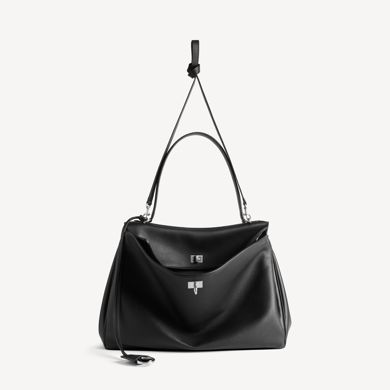 BALENCIAGA Сумка Rodeo, большая, из зернистой телячьей кожи, черная — фото 4