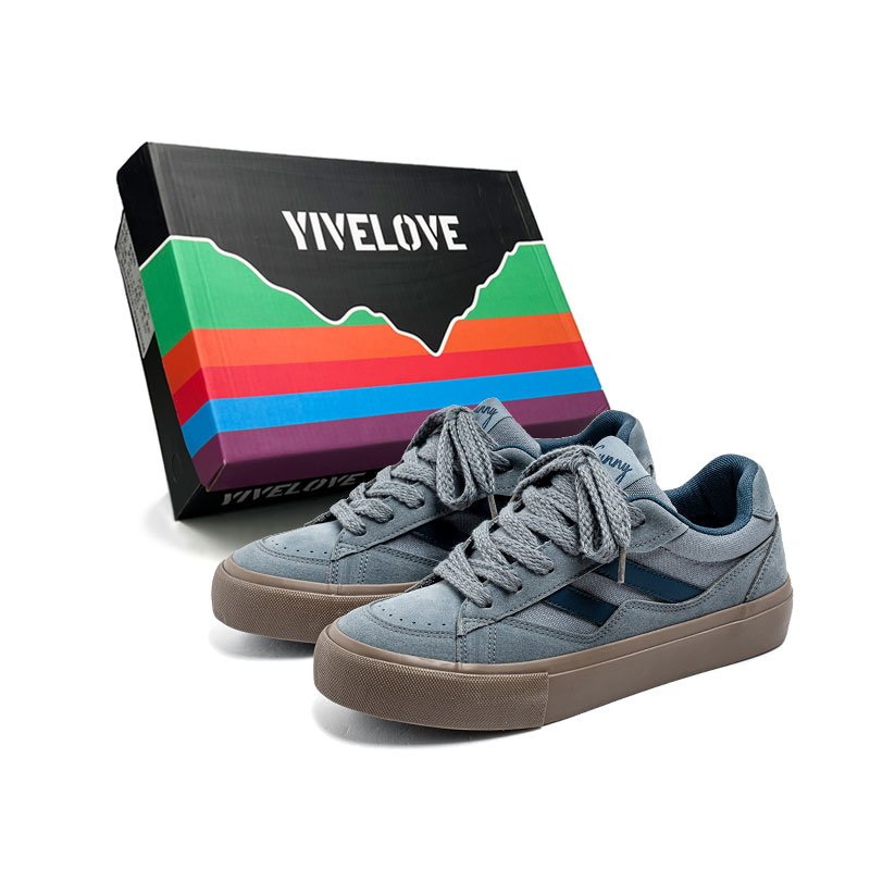 

YIVELOVE Антискользящие и износостойкие дышащие низкие кеды мужские серо-голубые, цвет Gray Blue