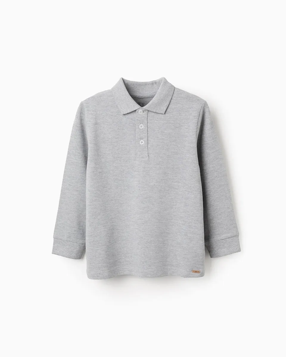 

Детская футболка поло 100% хлопок с ребристыми манжетами Zippy, серый