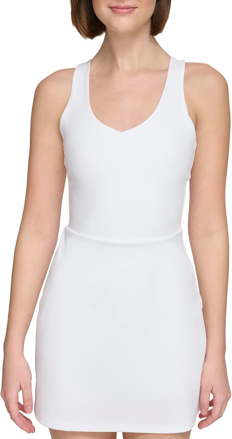 Женские спортивные теннисные платья Calvin Klein Performance с юбкой-шортами, White — фото 2