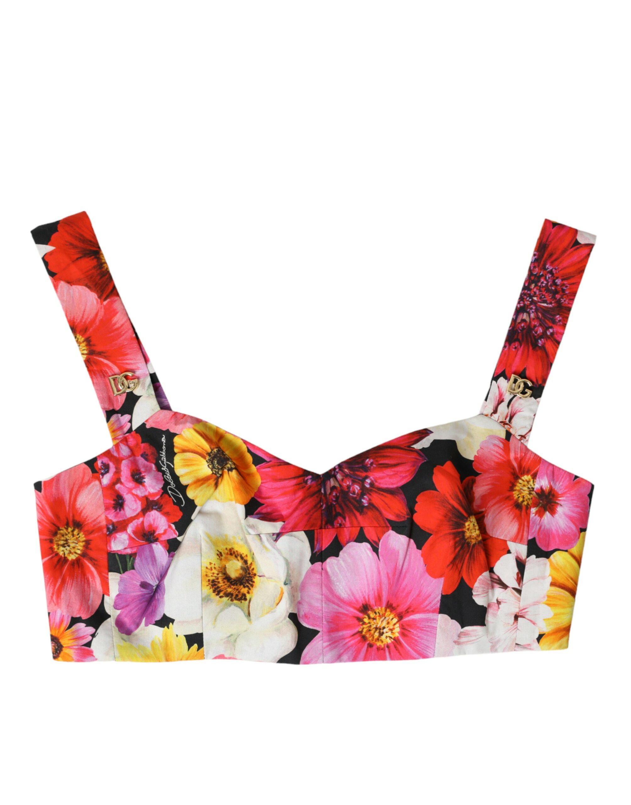 

Изысканный укороченный топ-бюстье с цветочным принтом Dolce & Gabbana, мультиколор