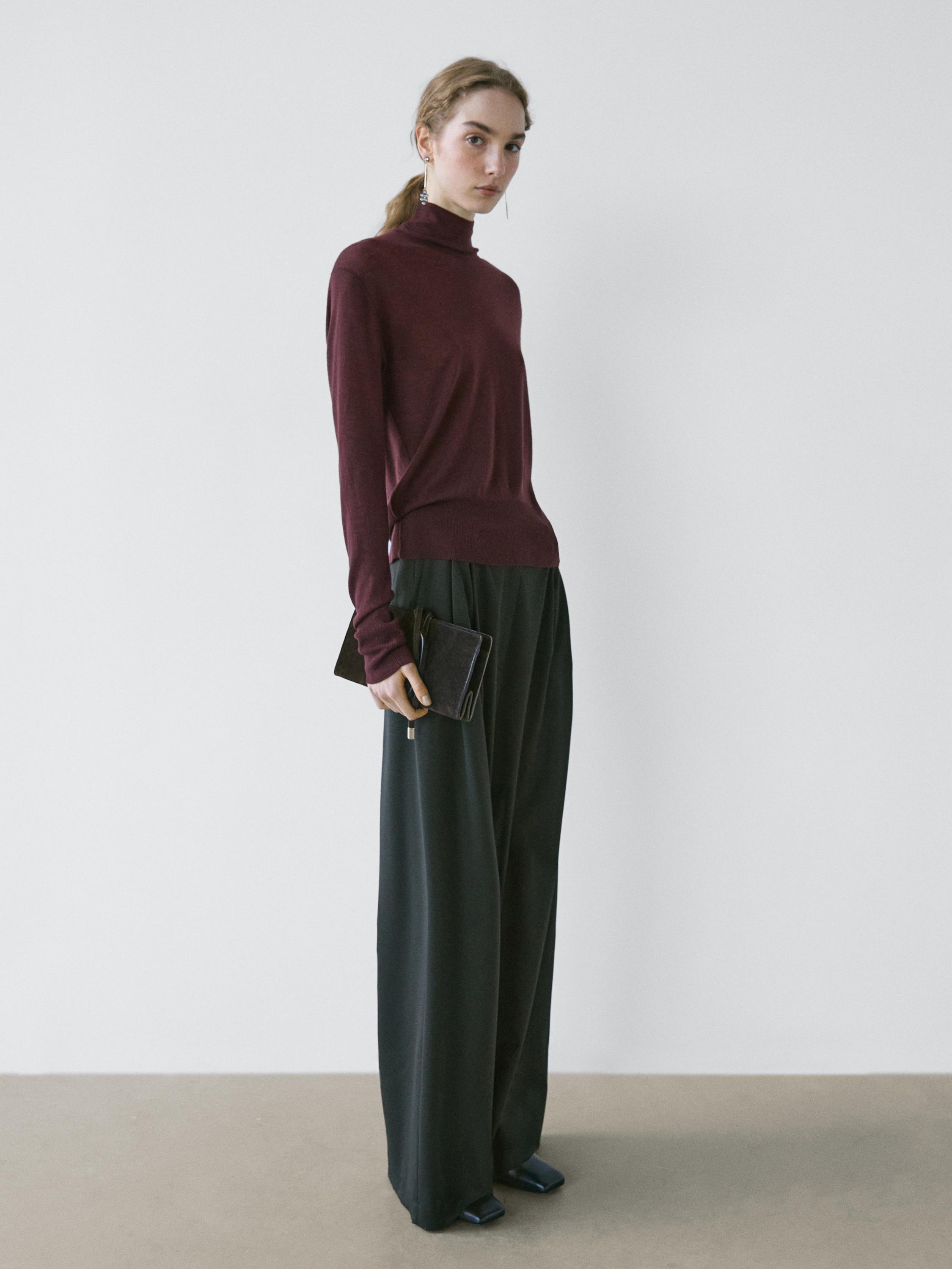 

Брюки с широкими штанинами и вытачками - Studio Massimo Dutti, black