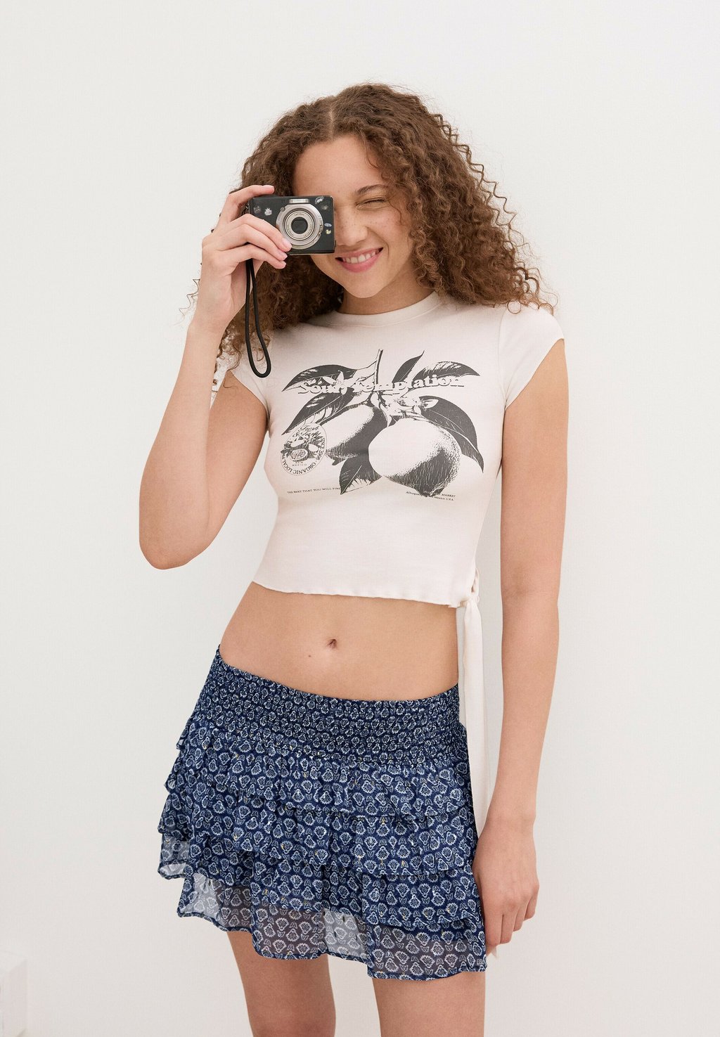 

Мини-юбка RUFFLED - A-line skirt Bershka, цвет Royal Blue