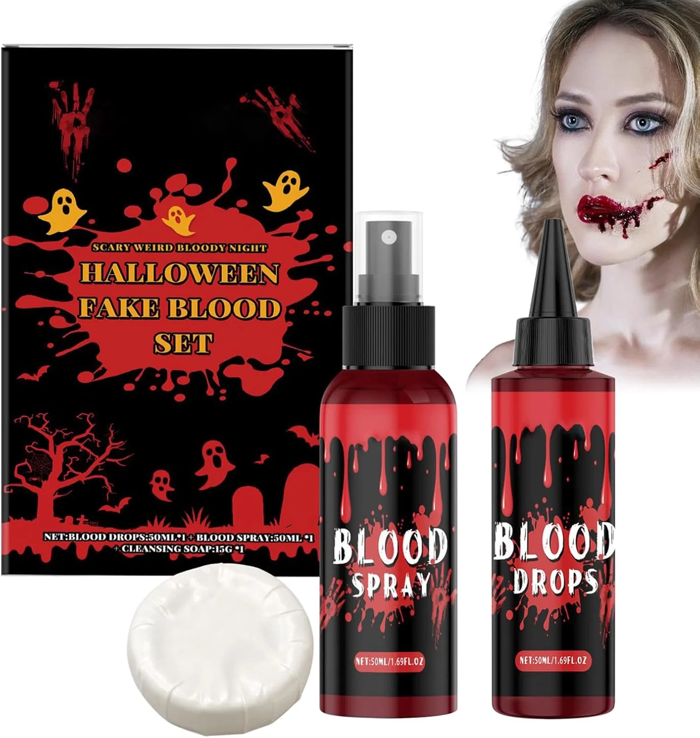 Спрей для создания эффекта крови Fake Blood Spray, набор для макияжа, Zombie Vampire Cosplay Costume, 1 шт