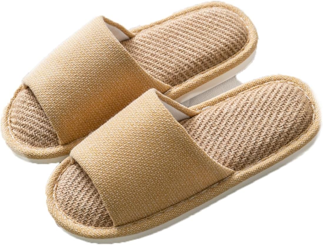 

Льняные тапочки Cliont на все сезоны для дома, для мужчин и женщин, с мягкой подошвой для пола, хлопковые тапочки, желтый